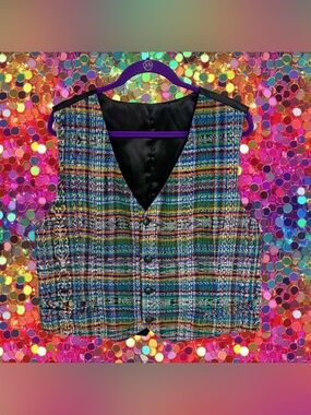 Rainbow stitch button up vest